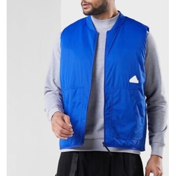 Adidas Mens Size 2XL Blue Insulated Puffer Vest Multi Sport NEW